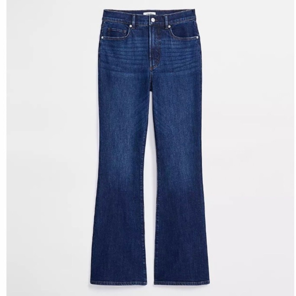 Loft Rivete Petite High Rise Slim Flare Jeans in Muse Wash Size 28P - Picture 4 of 4